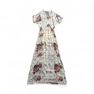 Floral Maxi Dress in Cream and Pink